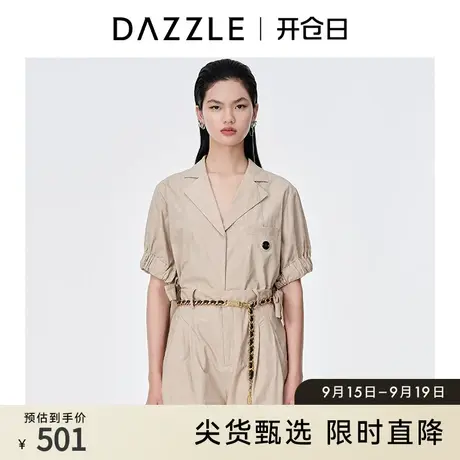 DAZZLE地素奥莱夏季西装领气质小众绑带法式衬衫上衣女商品大图
