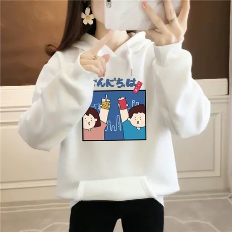 卫衣女春秋薄款2023年新款减龄加绒加厚连帽衫韩版休闲宽松上衣冬商品大图