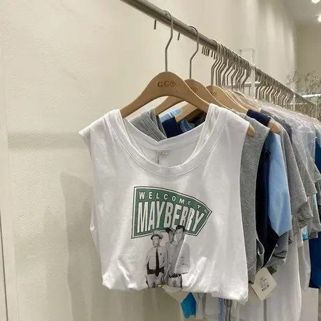 无袖t恤女2021夏季新款韩版ins潮假两件拼接搞怪印花背心外穿上衣商品大图