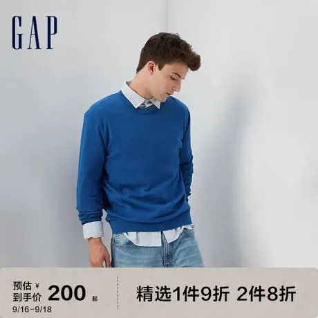Gap男装秋冬2023新款时尚纯棉圆领长袖针织衫737297套头休闲毛衣图片