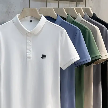 男士polo衫短袖高端爸爸衣服2023新款商务男装冰丝t恤男夏季潮牌商品大图