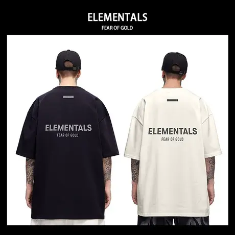 300g重磅美式字母短袖t恤街头大码男装黑色圆领纯棉简约半袖潮流商品大图