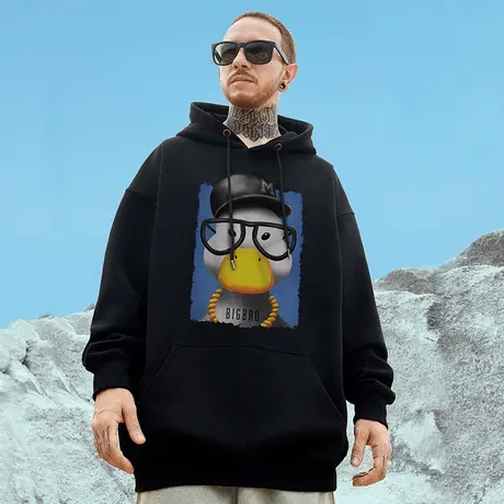 oversize潮牌加肥加大码男装美式连帽加绒春秋卫衣男士外套秋冬款商品大图