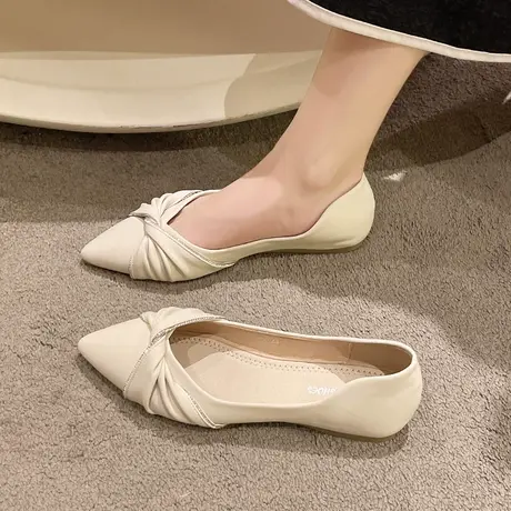 尖头单鞋女夏软底2023新款秋季女鞋浅口瓢鞋晚晚风温柔孕妇平底鞋商品大图