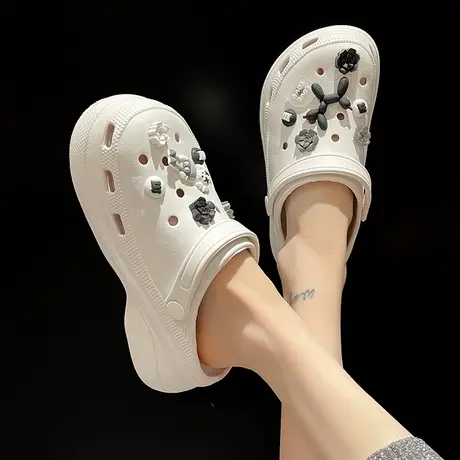 洞洞鞋女2023夏季新款外穿可爱气球狗防滑厚底高跟包头两穿凉拖鞋商品大图