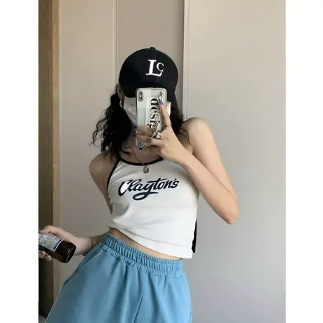 白色吊带背心女夏季西装内搭带胸垫文胸打底上衣运动美背内衣外穿商品大图