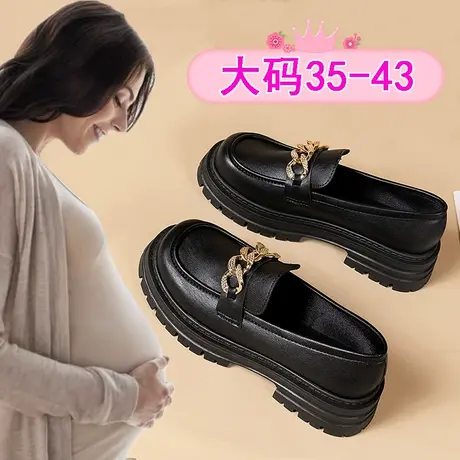 孕妇专用鞋子一脚蹬大码41一43宽松脚浮肿单鞋春秋防滑外穿乐福鞋商品大图
