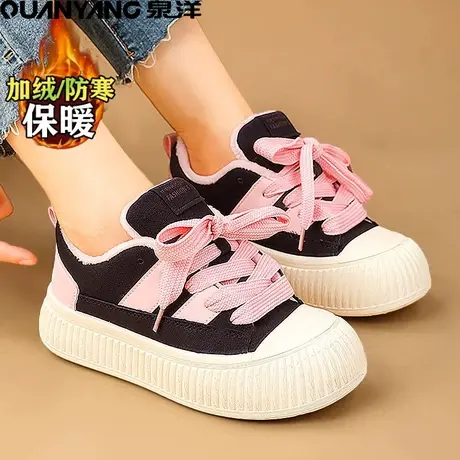 厚底小白鞋女2024新款冬季学生加绒二棉鞋运动休闲板鞋圆头显脚小商品大图