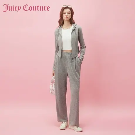 Juicy Couture橘滋2024早春日穿搭新款灰调女装金属牌女士休闲裤商品大图