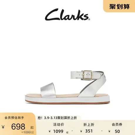 Clarks其乐女士夏季大方简约露趾一字带平底凉鞋优雅舒适女凉鞋图片