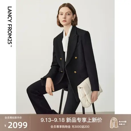 朗姿OL风羊毛西装女2023年冬季新款职业正装气质通勤西服外套女图片