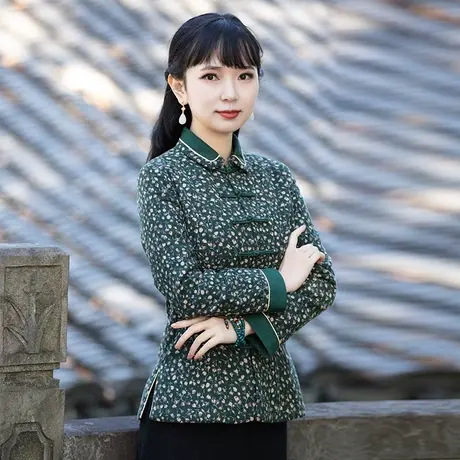 筠雅过年唐装旗袍上衣女冬季棉袄夹棉加厚保暖棉衣棉服中式女装商品大图