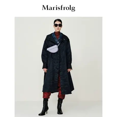 【逐光之旅】玛丝菲尔2022秋季黑色大衣廓形大口袋时尚风衣商品大图