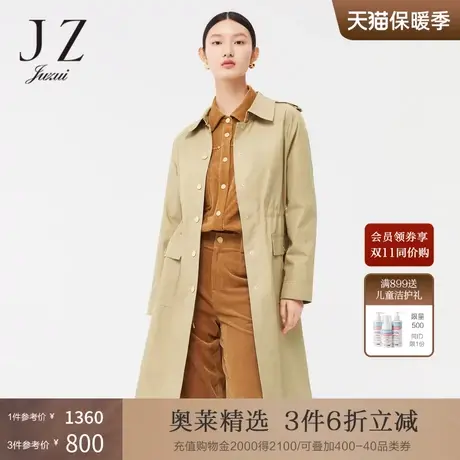JZ玖姿2022年春季西装领风衣通勤长袖直筒大衣商品大图