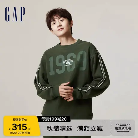 Gap男女装秋冬2023新款LOGO宽松碳素软磨抓绒卫衣762386休闲上衣商品大图