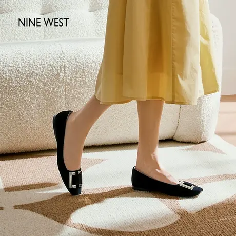 【商场同款】Nine West/玖熙2025新款秋时光绒百搭平底通勤单鞋女图片