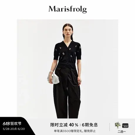 【艺术家灵感】玛丝菲尔夏季时尚气质V领半袖碎花开衫女图片
