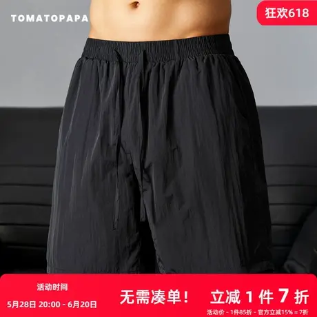 TOMATOPAPA休闲短裤男带内衬2025新款夏季薄款直筒宽松百搭五分裤商品大图