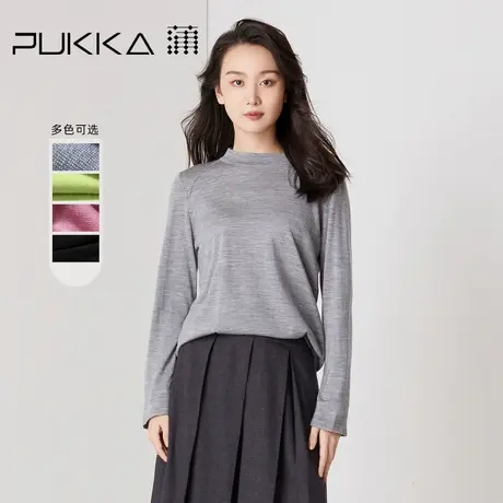 蒲PUKKA 专柜同款半高领全羊毛针织衫女秋冬装长袖修身内搭打底衫商品大图