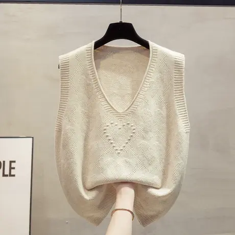 v领针织马甲背心女2023秋装新款宽松外穿马夹叠穿外搭毛衣坎肩潮图片