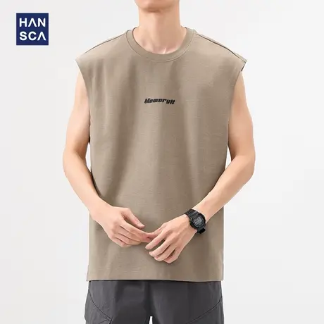 hansca 美式无袖背心男款2025年夏季健身运动宽松休闲内搭半袖T恤商品大图