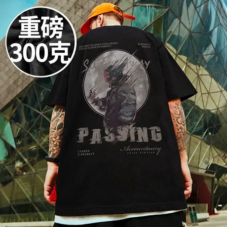 2025新款美式重磅nasa纯棉高个子加肥加大码半袖短袖男装胖子T恤图片