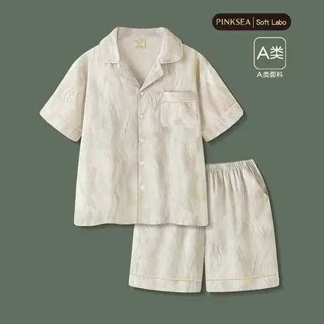 Pinksea冰丝男士睡衣夏季短袖短裤家居服套装2025新款夏天男款图片