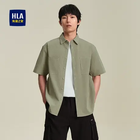 HLA/海澜之家休闲外套款短袖衬衫25春夏新工装时尚口袋通勤衬衣男商品大图