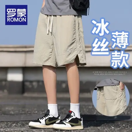 罗蒙工装休闲短裤男士夏季薄款外穿宽松潮牌冰丝凉感五分裤子男款商品大图
