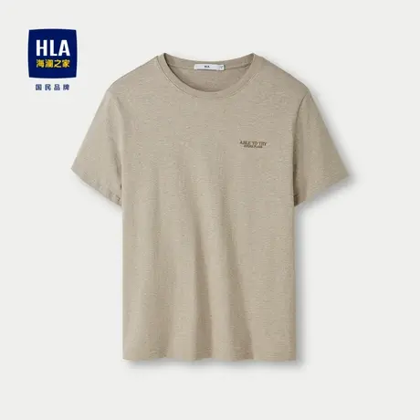 HLA/海澜之家纯棉质地短袖T恤舒适有型圆领字母刺绣透气短袖男装商品大图