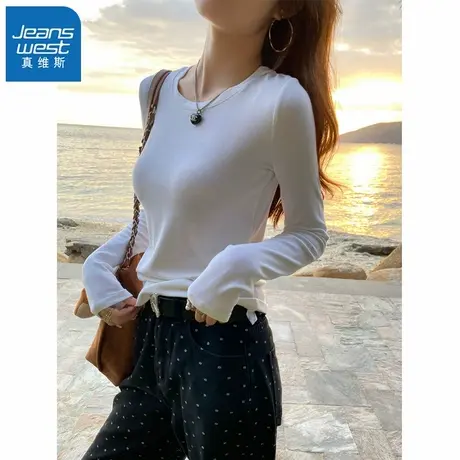 KMV真维斯莫代尔修身显瘦纯色紧身女打底衫2025春秋新款百搭内搭商品大图