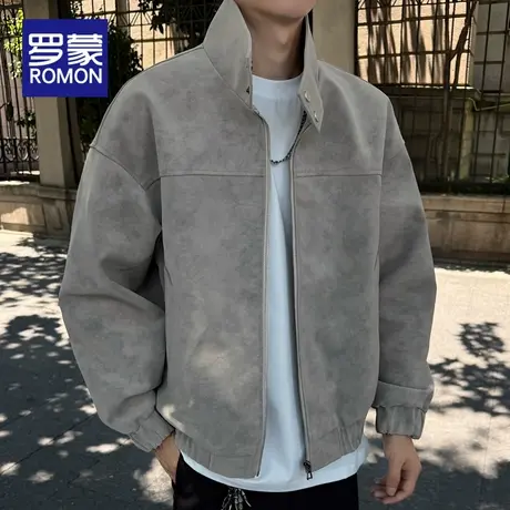 罗蒙皮衣外套男士秋冬季新款潮牌立领防风痞帅休闲百搭PU皮夹克男商品大图