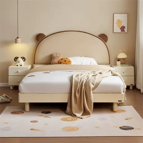 全友家居现代简约实木脚儿童软包床卧室1米5男女小孩单人床商品大图