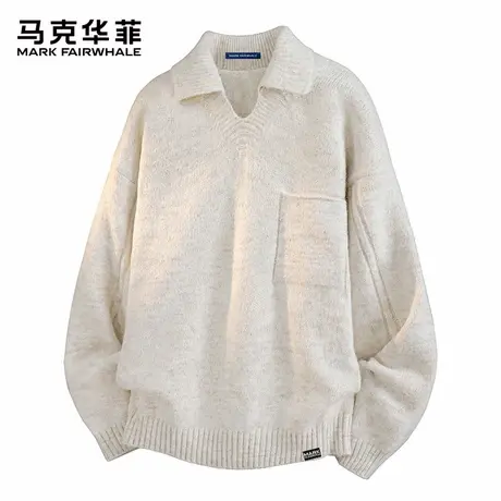 马克华菲美式复古翻领毛衣男士秋季2025新款宽松慵懒风针织衫上衣图片