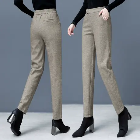 毛呢直筒裤秋冬2023年新款高腰宽松垂感长裤百搭休闲裤呢子女裤子商品大图