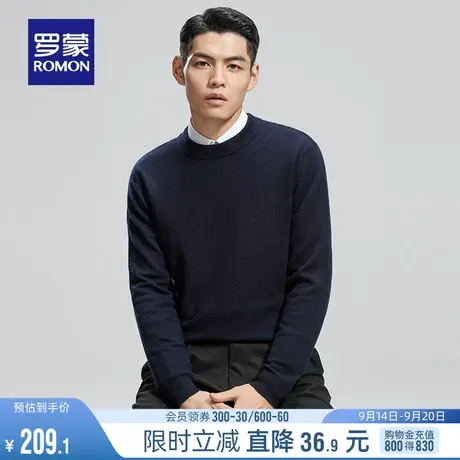 【100%纯羊毛】罗蒙男士时尚加厚针织衫2023秋冬保暖半高领羊毛衫商品大图