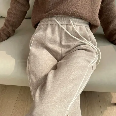 羊绒毛呢阔腿裤女秋冬2023年新款高腰垂感宽松垂感呢子休闲直筒裤图片