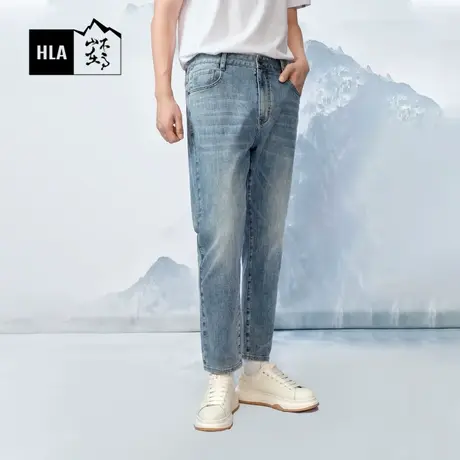 HLA/海澜之家循迹山不在高系列牛仔裤24春夏新款锥形五袋款长裤男图片