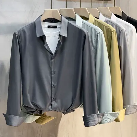 衬衫男长袖商务正装免烫抗皱修身职业男装上衣服男士衬衣春秋新款商品大图