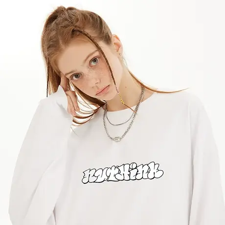 Nuthink国潮春季宽松中性美式字母长袖T恤男潮牌大码潮流男款上衣商品大图