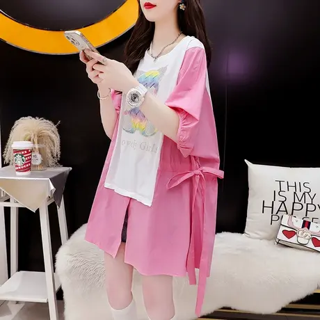 设计感短袖t恤女中长款2024新款夏季宽松慵懒风休闲洋气减龄上衣商品大图