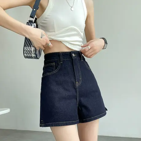 牛仔短裤女夏2024年薄款高腰宽松显瘦百搭a字遮肉小个子阔腿热裤商品大图
