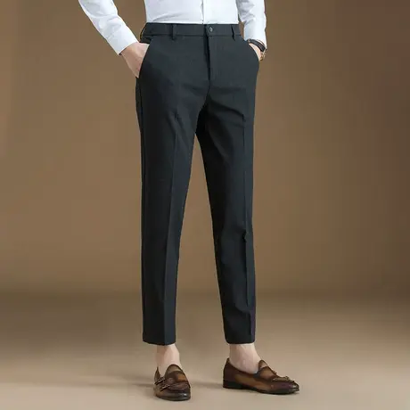 powo西裤男士2023春季新款商务正装弹力休闲裤韩版修身小脚西装裤商品大图