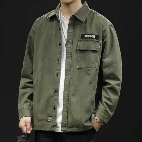 纯棉衬衫男长袖春季2024新款衬衣休闲工装男士外套上衣大码春秋潮商品大图