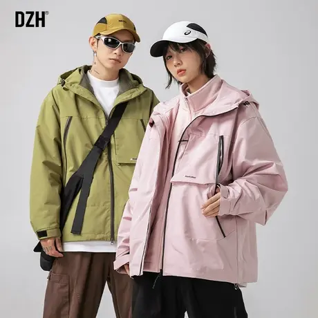 DZH日系情侣冲锋衣男三合一可拆卸2023新款冬季摇粒绒外套情侣款商品大图