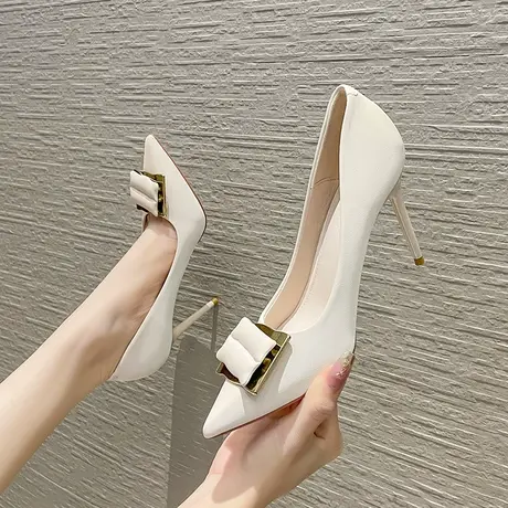 高跟鞋女细跟2024新款尖头设计感小众气质名媛浅口单鞋职业工作鞋图片