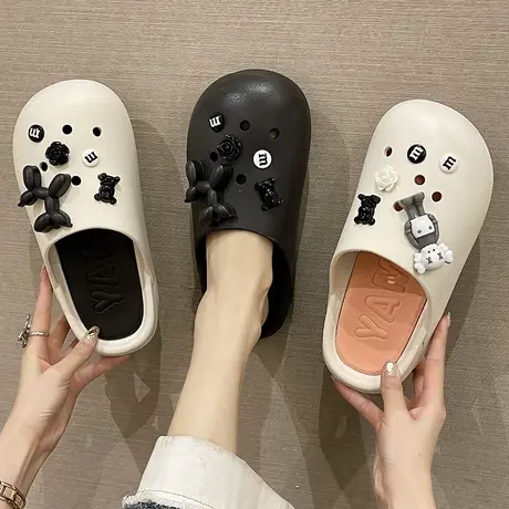 洞洞鞋女夏季外穿2024新款卡通可爱气球狗室内厚底防滑包头凉拖鞋商品大图