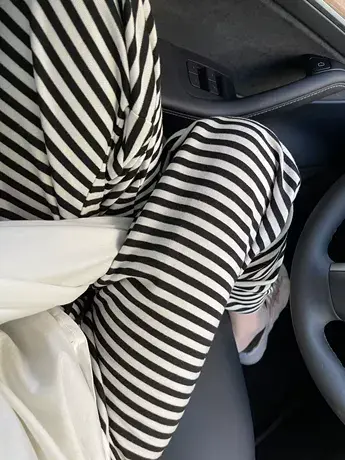 日系睡裤女春秋夏莫代尔长裤休闲裤外穿简约宽松条纹莫代尔家居裤商品大图