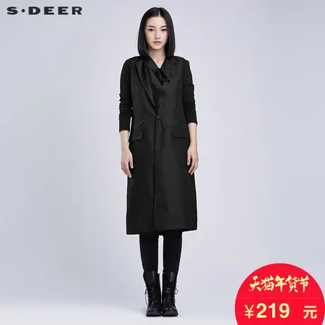 sdeer圣迪奥女装秋装优雅双层无袖暗扣OL长款上衣马夹S16381615🔚图片