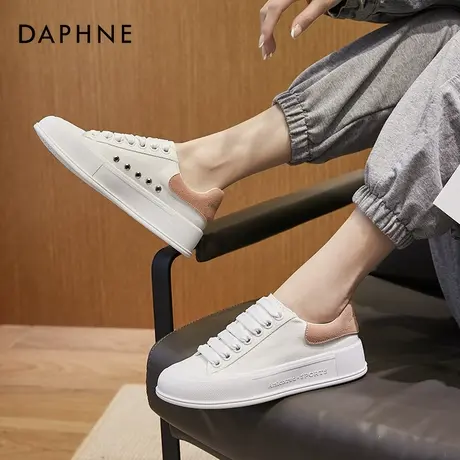 达芙妮春款港风小白鞋女2021新款百搭韩版厚底增高透气平底板鞋女图片